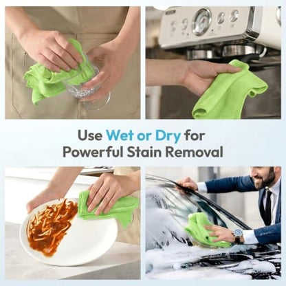 Microfiber Cleaning Cloth 12 Pack, 12 x 12 Inch,Green - color: Green