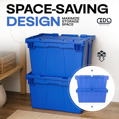 IDL Packaging 10-Gallon Industrial Plastic Tote with Hinged Lids, Pack of 1 - size: Tote 10 Gal 22x15x9"