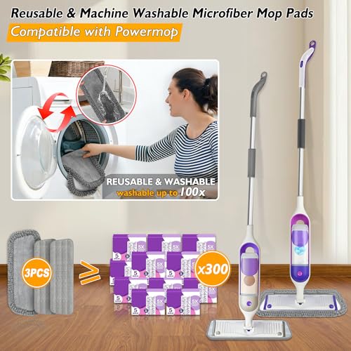 Spray Mop for Floor Cleaning: Microfiber Wet Dry Mops with 3 Washable Pads - color: Black