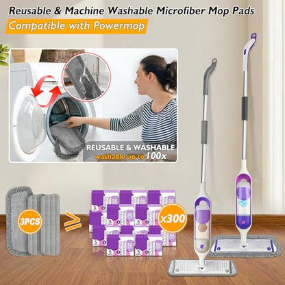 Spray Mop for Floor Cleaning: Microfiber Wet Dry Mops with 3 Washable Pads - color: Black