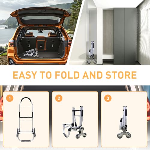 Heavy Duty 3 in 1 Shopping Cart, Foldable Hand Truck with 6 Wheels - color: Black