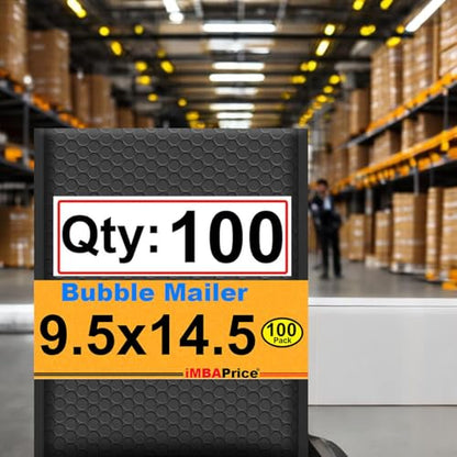 iMBAPrice 9.5x14.5 Inch Black Poly Bubble Mailers, 100-Pack - color: Black Poly Bubble, size: 9.5"x14.5" Poly (100 Envelopes) Value Pack