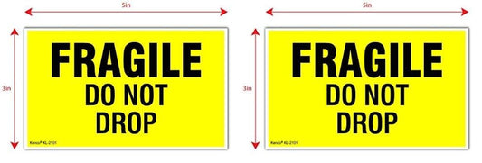 Kenco 3" X 5" Fragile Do not Drop Fluorescent Shipping Label Stickers - 500 Permanent Adhesive Labels Per Roll (Pack of 2) - size: 2 PACK