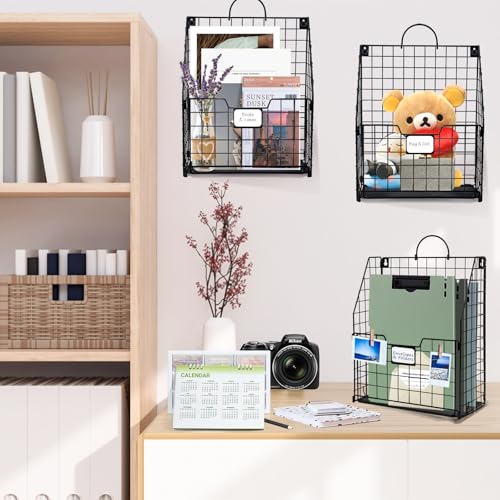 DILIBRA 4 Packs Hanging Wall File Organizer, Foldable Magazine File Holder