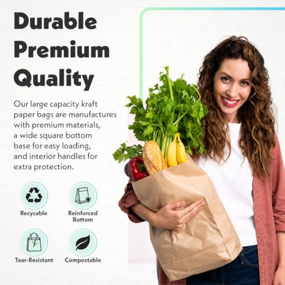 DURO 57# Heavy Duty Brown Grocery Bags, No Handles, 12x7x17 In, 25 Ct - size: 1 Count (Pack of 25)