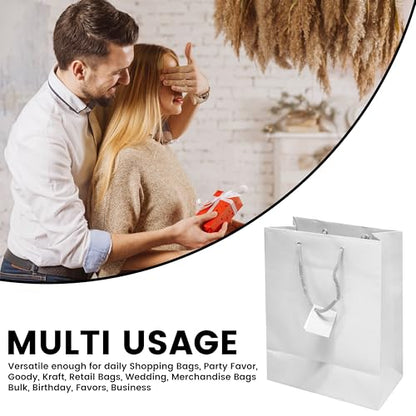 Novel Box White Gift Bags with Handles 10 Pack 4.75x3.25x6.75 Inches - color: White, size: Small