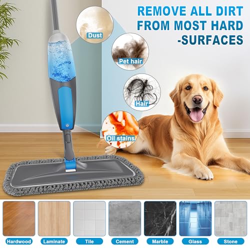 BPAWA Spray Mops for Floor Cleaning: Microfiber Wet Mop for Hardwood Tile - color: Gray-blue