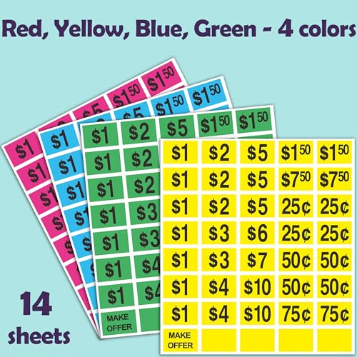 2240 Pcs Garage Sale Stickers,1/2" X 3/4" Pre-Printed Yard Sale Tag Sticker - style: Rectangular - 2240pcs