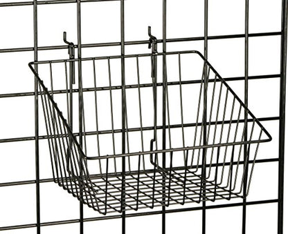 FixtureDisplays® Set of 312" x 12" Metal Gridwall Slatwall Basket w/Hooks - Black