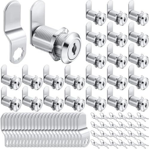 Kenning 24 Sets 1-1/8'' Fits on 0.9'' Max Cabinet Locks with Keys for Secure Drawer Mailbox Rv Storage Box Replacement Lock, Zinc Alloy - size: 1-1/8 Inch
