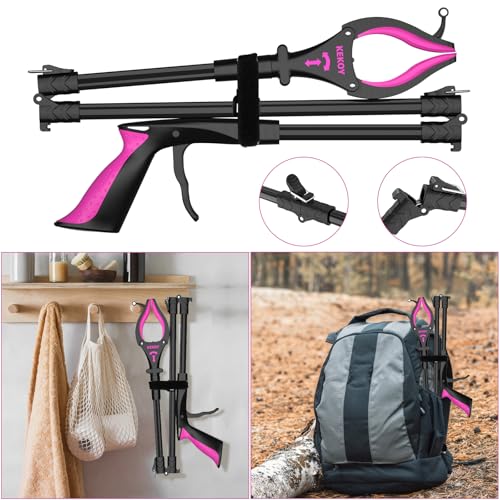 KEKOY 2-Pack Grabber Reacher Tool with Light, 32" Foldable, Black Rose - color: Black Rose