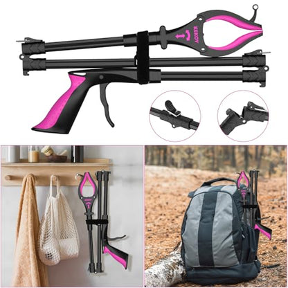 KEKOY 2-Pack Grabber Reacher Tool with Light, 32" Foldable, Black Rose - color: Black Rose