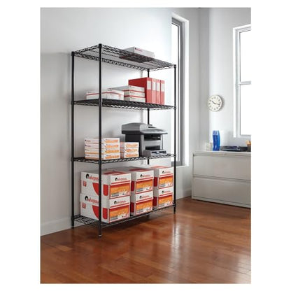 Alera ALE Industrial Heavy-Duty Wire Shelving Starter Kit, 4-Shelf, 48w x 18d x 72h, Black - color: Black, size: 48w x 18d x 72h