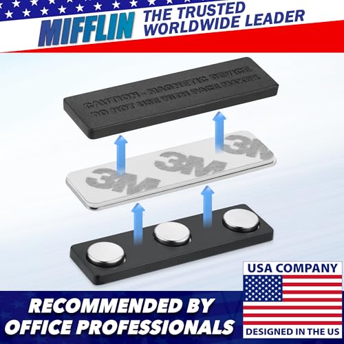 Mifflin-USA - Name Tag Magnets - 400 Pack, 1.75 x 0.5 Inches - Premium ID Badge Holder with 3 Extra Strong Neodymium Magnets - size: 400 Pack