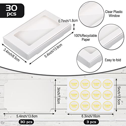 Crtiin 30 Pack Jewelry Gift Boxes Set with Clear Window, White - color: White