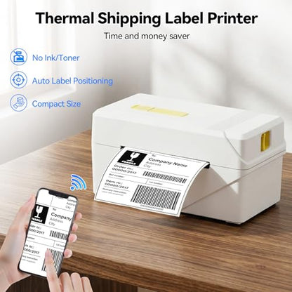 Bluetooth Thermal Shipping Label Printer, Wireless 3x5 Portable Thermal Printer for Small Business, Support iOS, Android, Windows, Mac, Widely