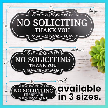ExcelMark Premium No Soliciting Sign for House - Made in the USA (Small - 2"x 5", Black with White Letters) - color: Black/White Designer, size: Small