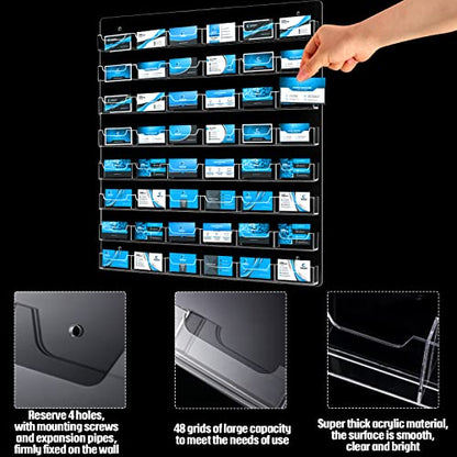 Hillban Acrylic Business Card Holder Wall Mount Office, 48 Pockets - size: 48 Pockets