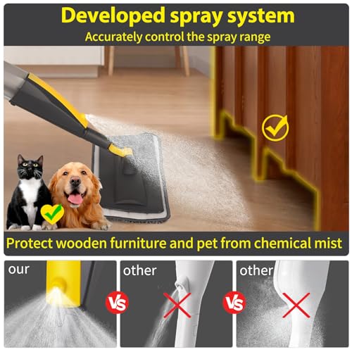 Wet Spray Mop for Floor Cleaning with 14 oz Bottle & 3 Microfiber Pads - color: 05-grey & Yellow