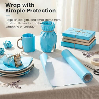 Shindel Blue Wrapping Paper Roll, 17" x 33' Light Blue Bulletin Board Paper for Christmas Gift Wrapping Parcel Wall Art Crafts DIY Bouquet (Pack of 2) - color: Sky Blue, size: 2 roll