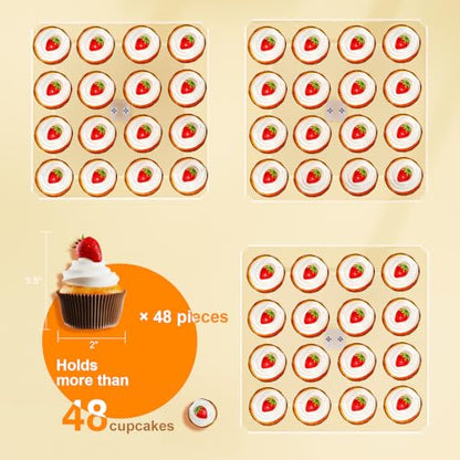 Bakzon 3 Piece Cupcake Stand, Acrylic Dessert Table Display Set, Clear Square Serving Trays for Birthday, Wedding, Baby Shower