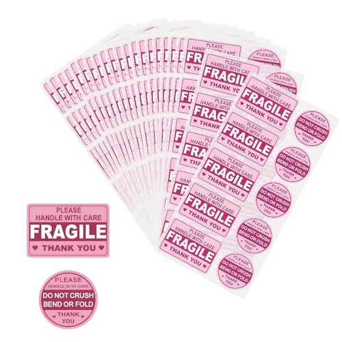 200Pcs Fragile Stickers for Shipping Do Not Crush Bend or Fold Do Not Drop Labels Self Adhesive Warning Stickers for Packages Envelopes Cartons Pallets Moving Mailers