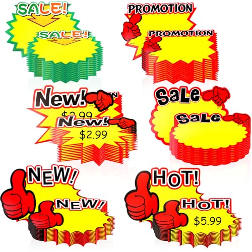 Covzoe 240 Pieces Large Burst Sign Cards, 7 x 5.5 Inch