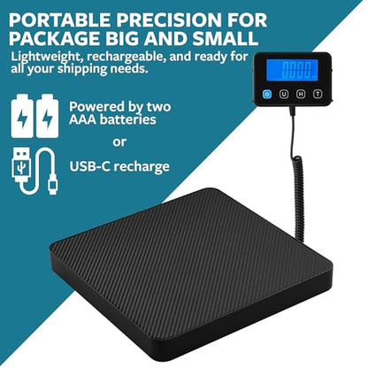Digital Shipping Scale, Postal Scale, 220 lb, 0.1 oz, Remote Display - color: 220 lbs