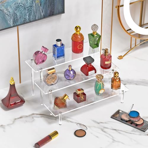 3 Tier Acrylic Display Risers, Large Perfume Organizer Stand (2 Pack)