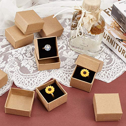 PH PandaHall 48 Pack Ring Gift Box, 1.5x1.5x1.1 Inch Jewelry Gift Boxes Square Cardboard Jewelry Box with Foam Small Earring Packing Boxes for Selling Mother's Day Wedding Birthday Business