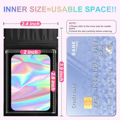 ANZNKU 100PCS Holographic Mylar Bags, Resealable Smell Proof 2.4x3.9 - color: 5 Colors, size: 2.4 x 3.9 Inch