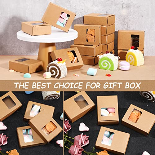 Spakon 30 Pcs Brown Soap Boxes with Window, 3.5x2.6x1.2 Inch Kraft Paper - color: Brown