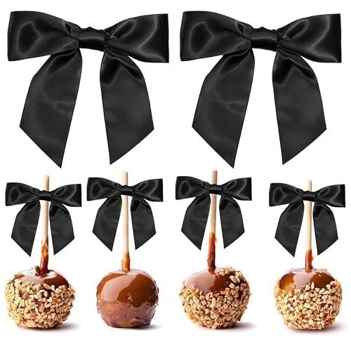 Black Satin Ribbon Twist Tie Bows, 5 Inch, 36 Pack - color: Black