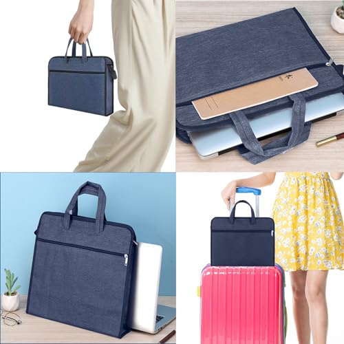 Zipper Document Pouch with Handle Portable Zipper File Bags for Carrying Paper Files Books File Document Bag - color: Blue