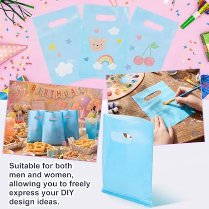 Maitys Turquoise 300 Pcs Small Plastic Bags with Handles 5x7 for Business - color: Turquoise