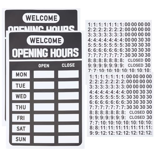 GORGECRAFT 2 Set Open Closed Signs Business Hours Sign Set for Glass Window Door Changeable Hours of Operation Signs Hour Indicator for Business Store Office Restaurant Bar Retail Shop Black 8"x12"