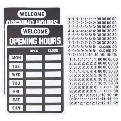 GORGECRAFT 2 Set Open Closed Signs Business Hours Sign Set for Glass Window Door Changeable Hours of Operation Signs Hour Indicator for Business Store Office Restaurant Bar Retail Shop Black 8"x12"
