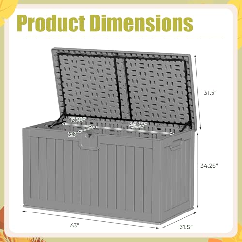Devoko HDPE 240 Gallon Deck Box Double-Wall with Divider - color: Grey, size: 240 Gallon 1 Pack