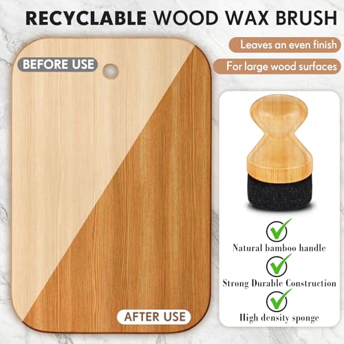 Qinyoung 2 Pcs Cutting Board Oil Applicator Set Bamboo Wax Applicator