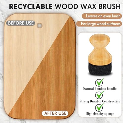 Qinyoung 2 Pcs Cutting Board Oil Applicator Set Bamboo Wax Applicator
