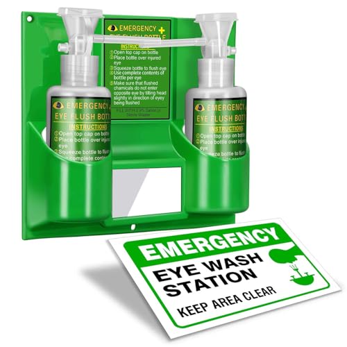 Magula 17oz*2 Portable Eye Wash Station OSHA-Approved,BPA Free, Wall-Mounted First Aid Eye Wash kit with Empty Bottles & Mirror,Emergency Eyewash, No Eye Wash Solution - color: 1 Pcs