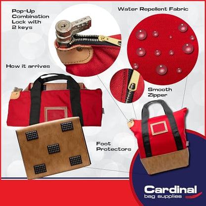 Locking Heavy Duty Courier Bag, 18x18x8 inch - color: Red