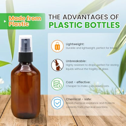 SYNTECSO 2oz Amber Plastic Spray Bottles, Fine Mist Water Bottle, 240 Pack - size: 240 Pack