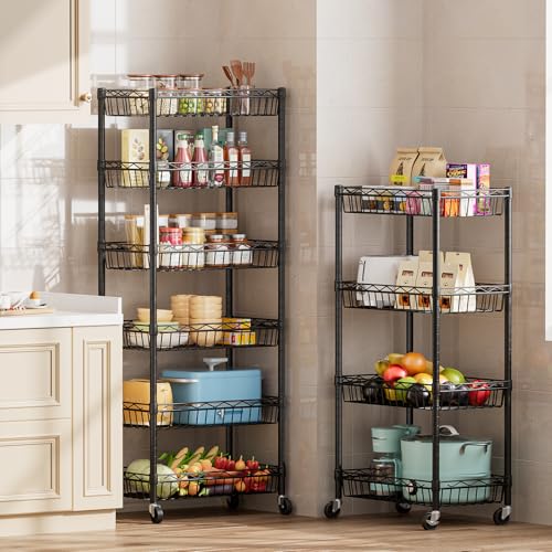 SINGAYE 6 Tier Shelf Wire Shelving Adjustable Storage Shelves Basket Rack - color: Black, size: 6-Tier[17"Dx12"Wx63"H]