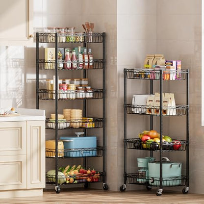 SINGAYE 6 Tier Shelf Wire Shelving Adjustable Storage Shelves Basket Rack - color: Black, size: 6-Tier[17"Dx12"Wx63"H]