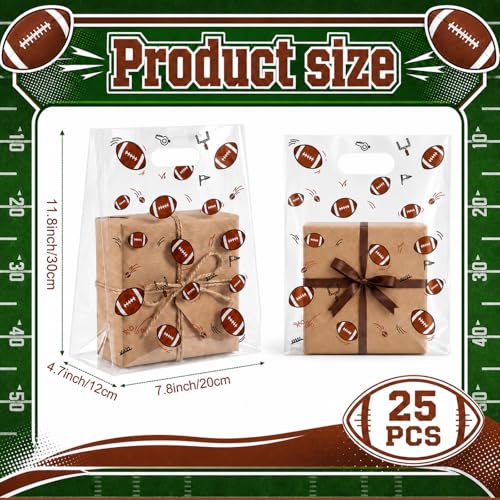 Pasimy 25 Pcs Football Gift Bags with Handles, Clear Football Plastic Bags - style: Clear Football