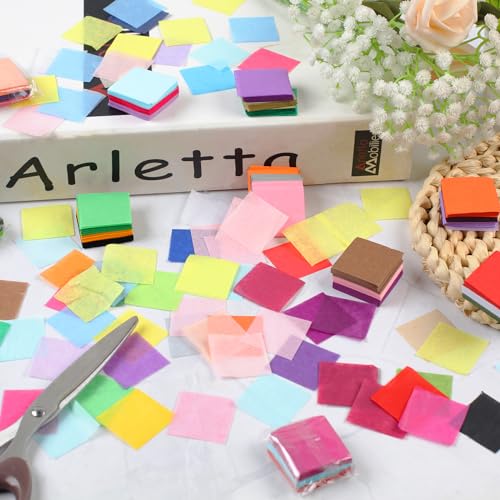 Phinus 6300 Pcs 1 Inch Tissue Paper Squares, Tissue Papers for Crafts, 42 Colors Art Rainbow Tissue Paper Bulk for Crafts, Art Projects, Birthday Party