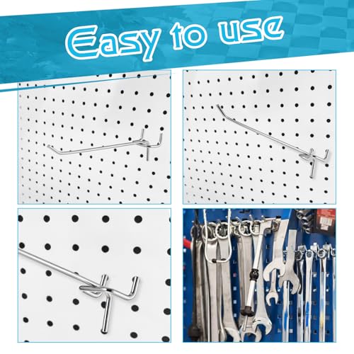 100 Pack 6 Inch Pegboard Hooks, Metal Shelving Hooks Organizer, L-Shape Design, Rust Resistant, for Garage Tools Storage