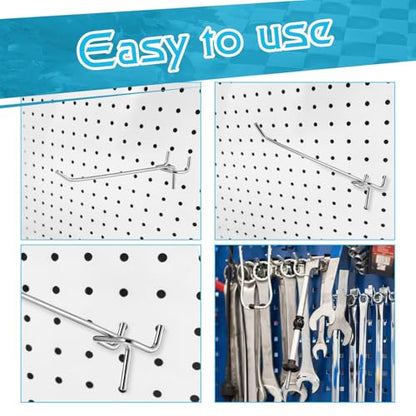 100 Pack 6 Inch Pegboard Hooks, Metal Shelving Hooks Organizer, L-Shape Design, Rust Resistant, for Garage Tools Storage