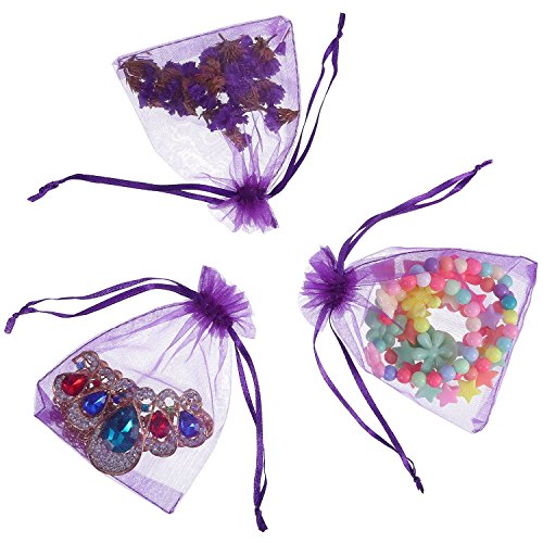 Mudder 50 Pack Organza Gift Bags Wedding Party Favor Bags Jewelry Pouches Wrap, 4 x 4.72 Inches (Dark Purple) - color: Dark Purple